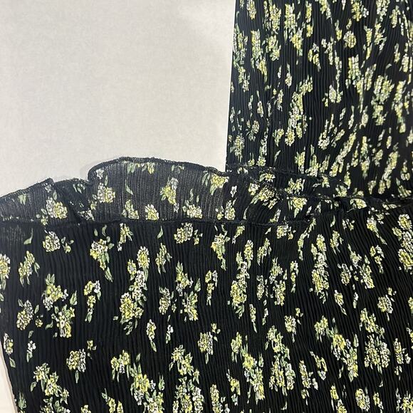 Who What Wear Madden High Waisted 1X Ditsy Floral Pants Straight Wide Leg Black - Picture 6 of 8